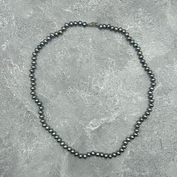 NWOT Vintage Womens Blue Green Natural Pearl Bead Necklace l Jewelry Gift Cockta - Picture 3 of 9